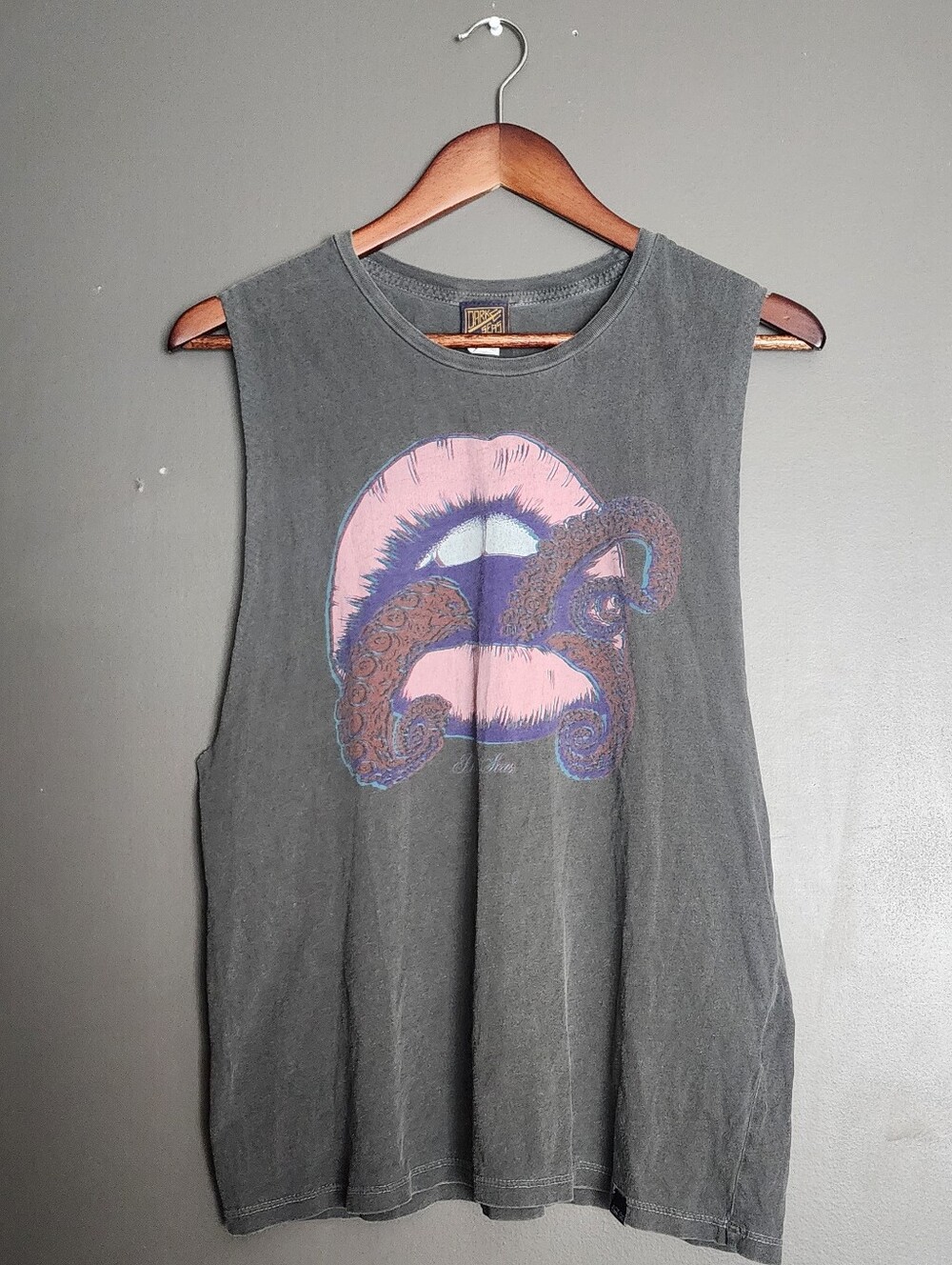 Dark seas muscle graphic tank top acid wash streetwear grunge festival concert